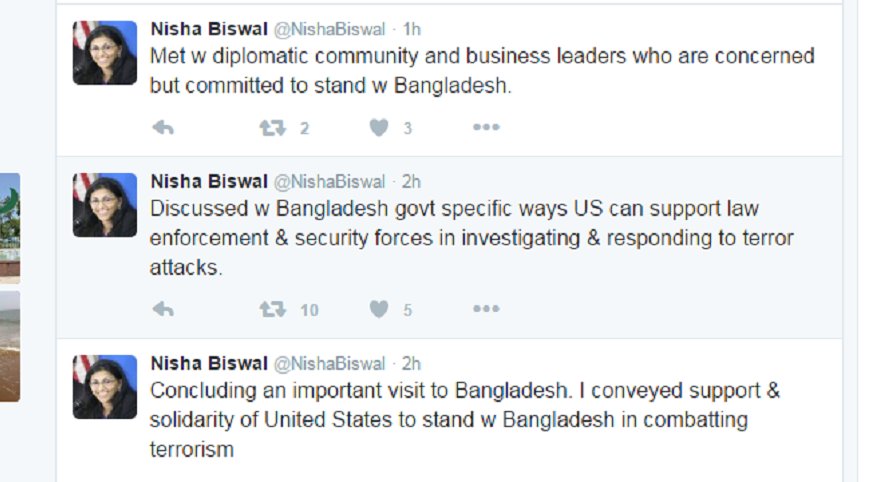 DhakaTribune's tweet photo. #NishaBiswal: #Bangladesh visit was ‘important’ https://t.co/4rhlJV266e
#America #DhakaAttack
#SholakiaAttack https://t.co/BuY6vWffBo