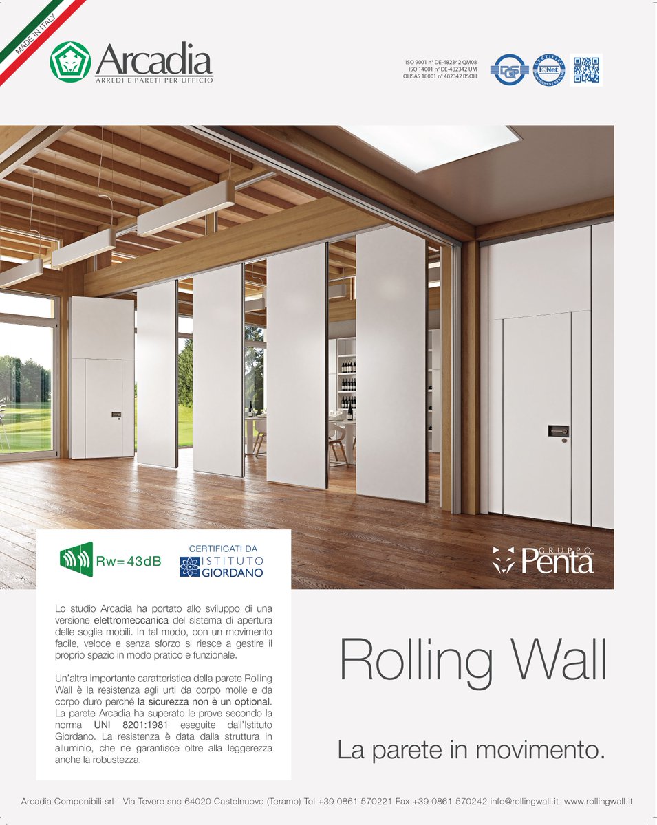 Penta_Gruppo's tweet photo. #Arcadiaufficio Leggi l'articolo sulla parete manovrabile #RollingWall vai su https://t.co/AqZAhr3mQc; https://t.co/xDsAMOtsZX
