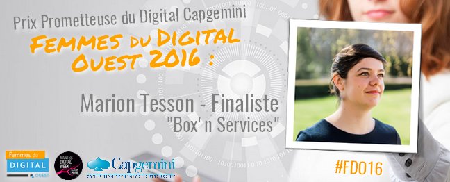 FDOuest's tweet image. #FDO16 Et bravo à Marion Tesson, finaliste de la catégorie Prometteuse du Digital @CapgeminiFrance pitch le 16/09 👏!