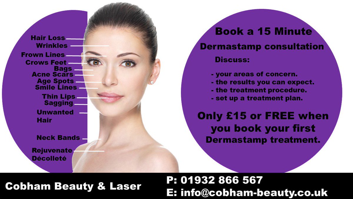 cobhambeauty's tweet image. @CompleteCobham FREE 15 min Dermastamp consultation - find out how Dermastamp could improve your skin.