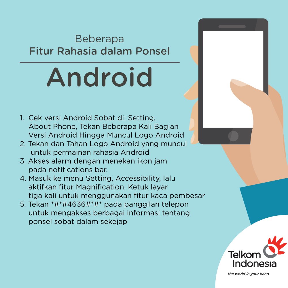 TelkomIndonesia's tweet photo. Bagaimana sobat sudah dicoba? Apakah Anda tahu fitur rahasia lain yang ada dalam ponsel Android sobat? https://t.co/E5XMGTjBPd
