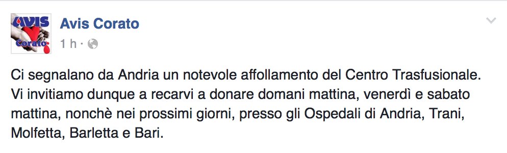 Numero del Servizio Trasfusionale Andria: 0883299267
