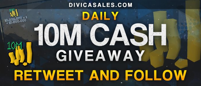 DivicaSales's tweet photo. 10m #runescape #giveaway
Simply follow &amp; RT to win!
Keep up to date with the cheapest gold @ https://t.co/4XSSgFKFj5 https://t.co/qSsm4hR5xv