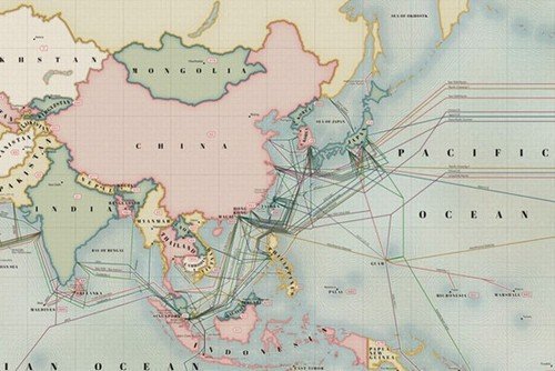 分享一张海底光缆图，要和平，不要战争(っ´ω`c)