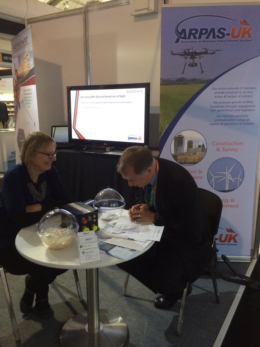 Paul Cremin from <a href="/transportgovuk/">Department for Transport</a> visited our <a href="/ARPASUK/">ARPAS-UK, the UK Drone Association</a> stand this morning to talk about the role of DfT with #drones