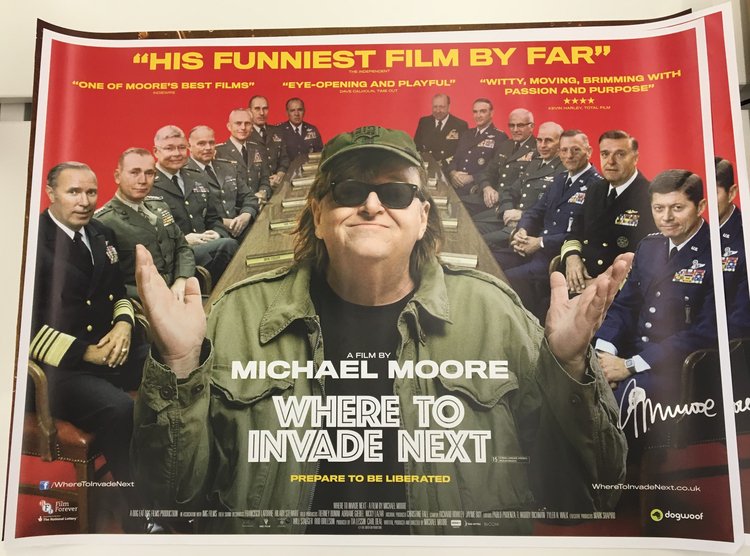 We are giving away a Where to Invade Next poster signed by Michael Moore! Enter: dogwoof.org/29Eh5wH