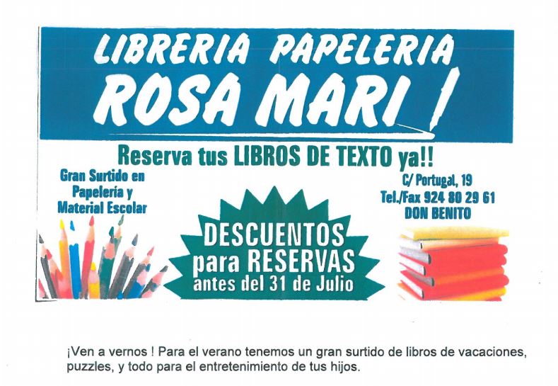 librosamari's tweet photo. Recuerda que al reservar tus libros y material escolar antes del 31 de Julio, tendrás un 10 % de descuento. https://t.co/K8c46XuDJl