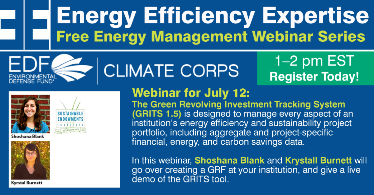 Join us TODAY for webinar on #EnergyEfficiency and #susty projects and GRITS! Register here: bit.ly/29lDf8E