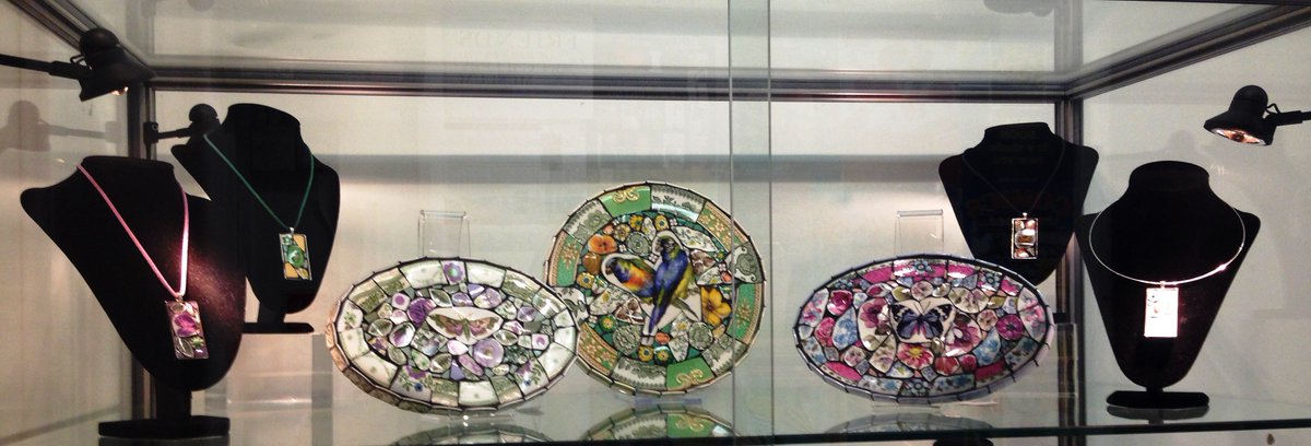 K_Cornerstone_'s tweet photo. Check out our new July #Craftcase #exhibition #china #mosaics by Kelly Gardner. All items are for sale. #handmade https://t.co/eD2L9U0hQV