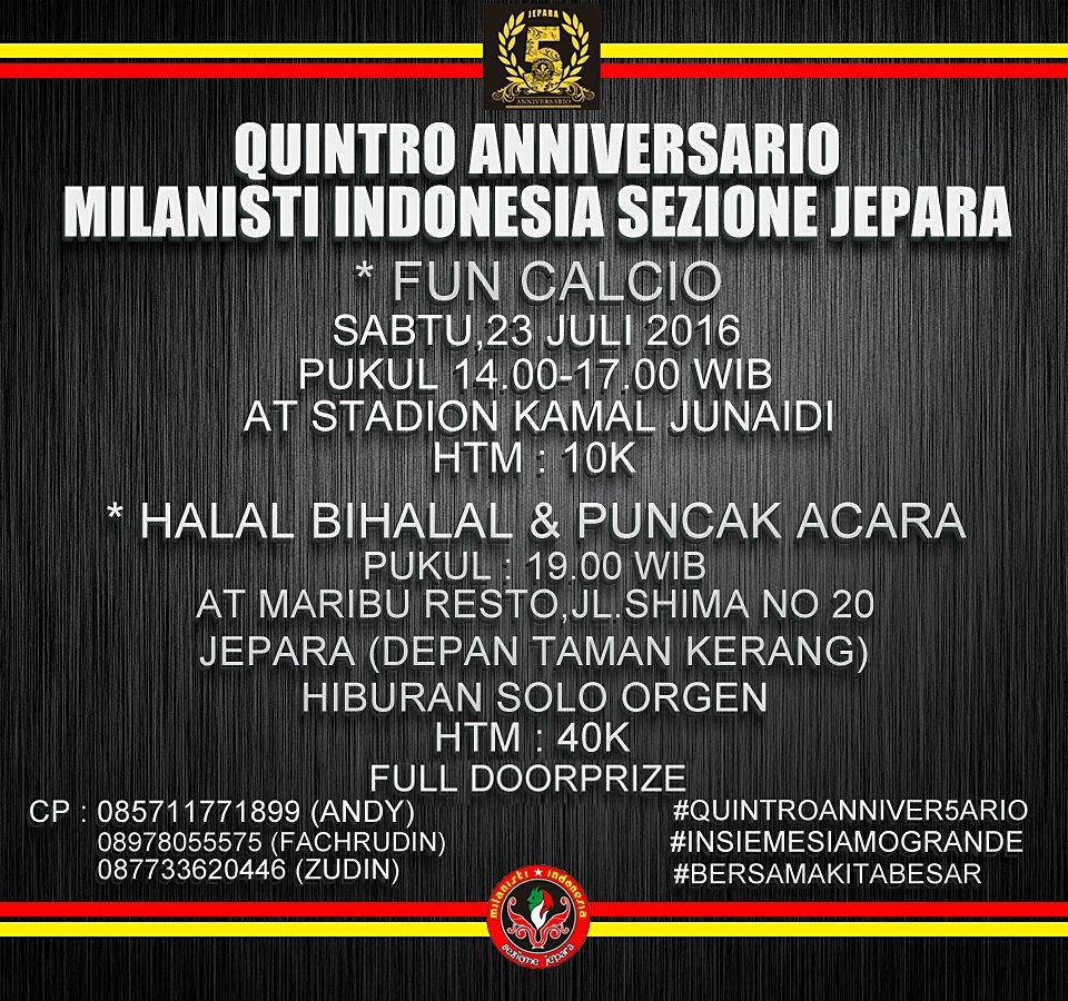 MIsezJepara's tweet photo. Dan dilanjutkan
[Halal Bi Halal]
PKL : 19.00 Wib
at Maribu Resto (Dpn Taman Kerang)
Htm 40k
Hub CP yg sudah tertera😊 https://t.co/jjJsqtQ68L