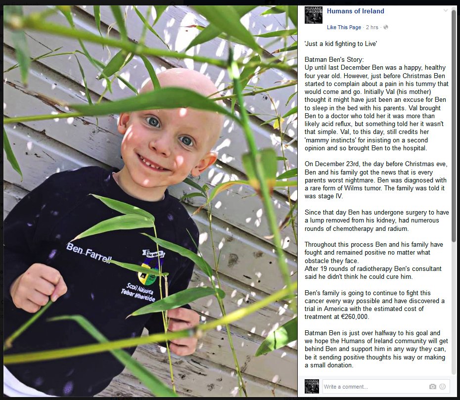 HumansOfIRE's tweet image. 'Just a kid fighting to Live'

#BatmanBen

gofundme.com/batmanben