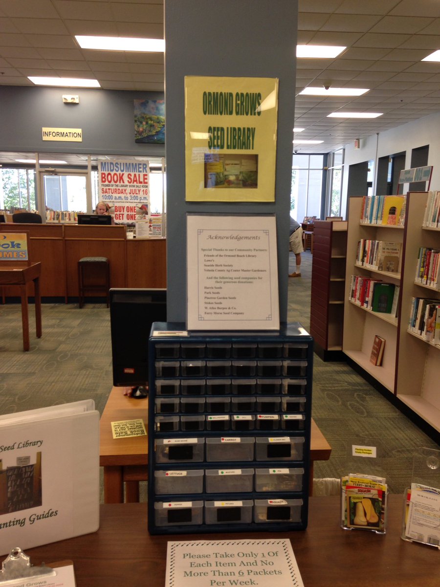 EmerSappGold's tweet photo. Went to #ormondbeachlibrary yesterday for first time. Check out the #ormondgrowsseedsclub @voidcollector @ArkmFoam https://t.co/AQcP8axRV5