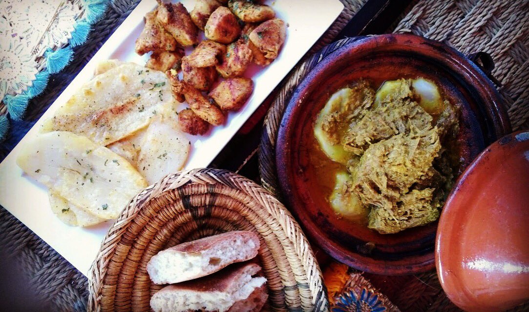Traditional Style Tajine #beef #tajine #preservedlemon #olives #grilledpotato #morrocabread #medina #marrakech