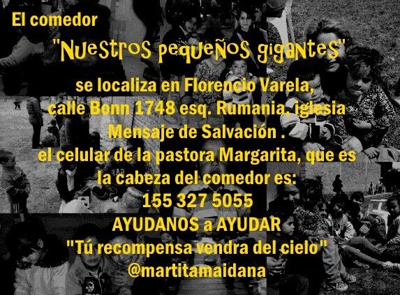 <a href="/martitamaidana/">Marta Maidana</a> 150 NIÑOS NECESITAN MERCADERIA Y JUGUETES EN BUEN USO PARA" EL DÍA DEL NIÑO"NO LOS DEJEMOS SOLOS