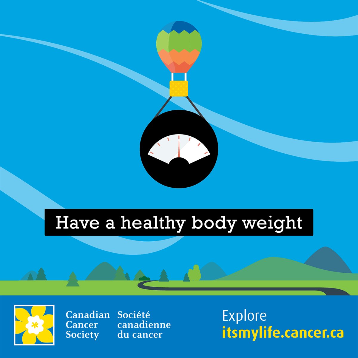 cancersociety's tweet photo. Reduce your risk of cancer by getting to and staying at a healthy body weight. Learn more: https://t.co/eoe7pBtLHT. https://t.co/CN7e3LsX0G