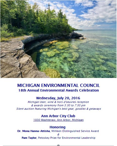 T4Michigan's tweet photo. Great event by @MichEnvCouncil honoring MI advocates. Register today! https://t.co/TmkPz4gZ69 https://t.co/L2D4kSeYdB