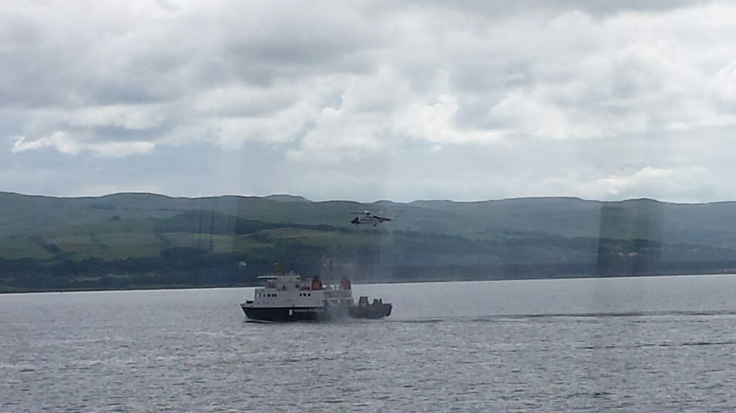 CalMac_Updates's tweet photo. Some pictures of a coastguard helicopter exercise today #MVArgyle https://t.co/GgIuM7CCJY
