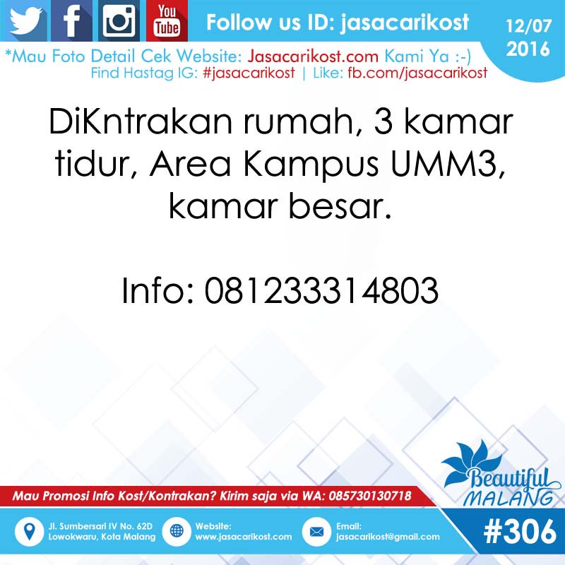 infokostmlg's tweet photo. Ayo yang cari Info Kost di Malang #jasacarikost #infokost #anakkost #kostmalang #malang #infokostMLG #infomalang https://t.co/nP7JhtS4Ps