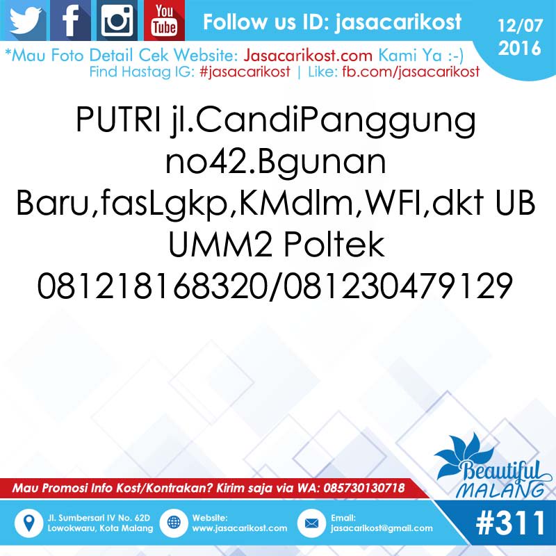 infokostmlg's tweet photo. Ayo yang cari Info Kost di Malang #jasacarikost #infokost #anakkost #kostmalang #malang #infokostMLG #infomalang https://t.co/0IWGCTsq1q