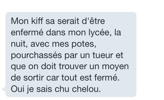 confesschelou's tweet photo. En vrai ça doit être grave drôle (si on enleve le tueur) https://t.co/4ALBxkmCPI