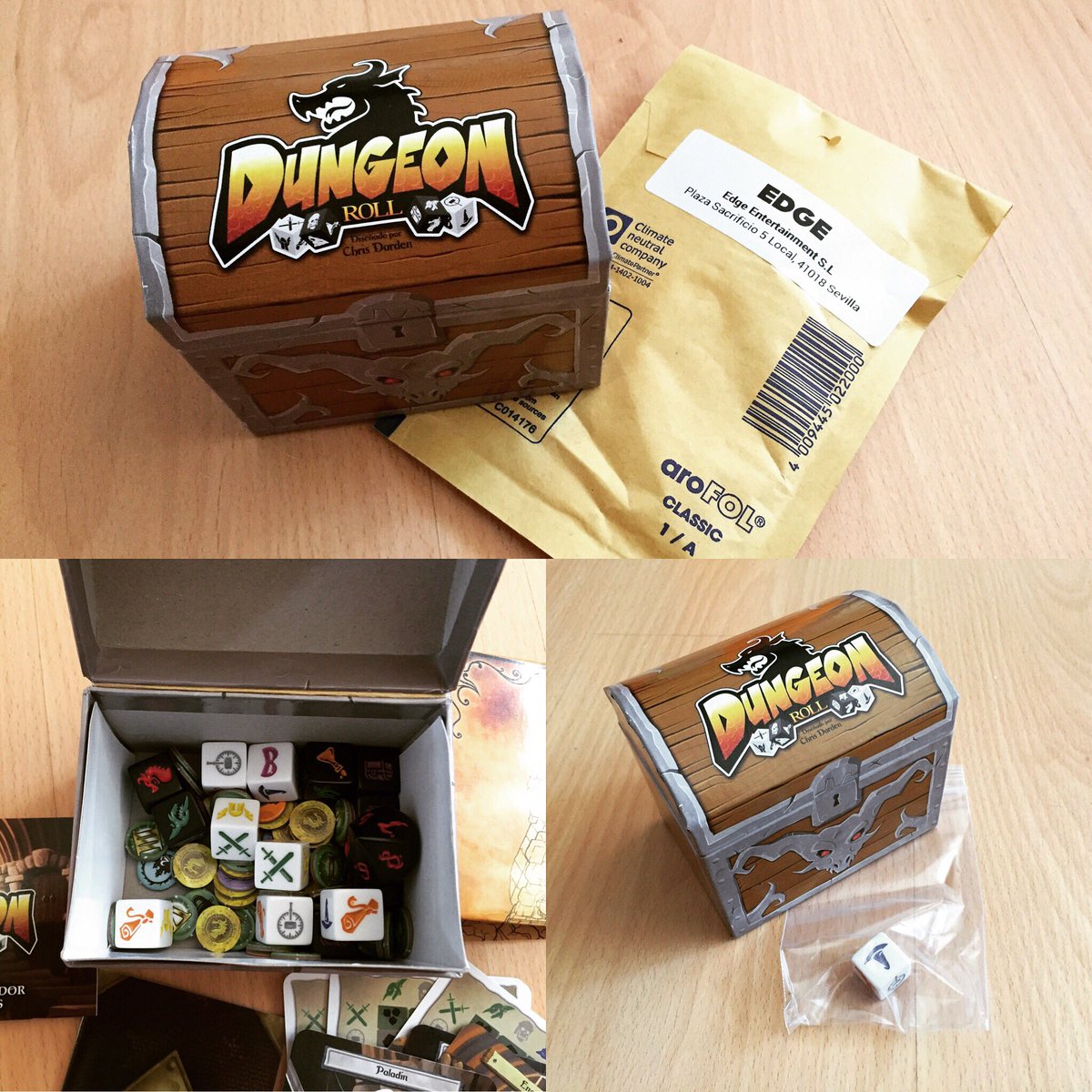 PadresFrikis's tweet image. Emocionado con la atención al cliente de @Edge_Ent , que me ha enviado el dado que había perdido de #DungeonRoll 👏🏻😀
