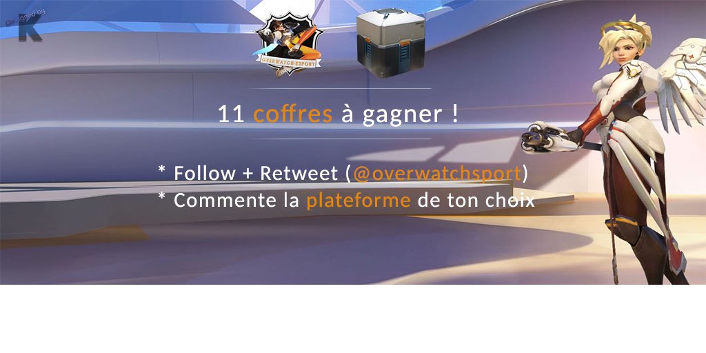 overwatchsport's tweet photo. On vous propose de gagner 11 loot boxes sur #Overwatch sur la plateforme de votre choix ! Follow+RT+la plateforme ! https://t.co/DoJ7TNr2z1