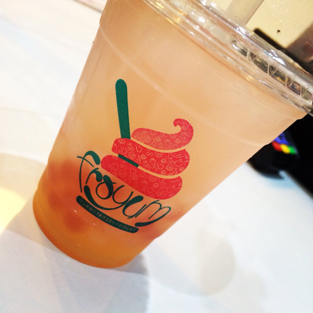Passion fruit bubble tea with cherry popping bubbles. Simply irresistible!! #summer #bubbletea #leicester #froyum