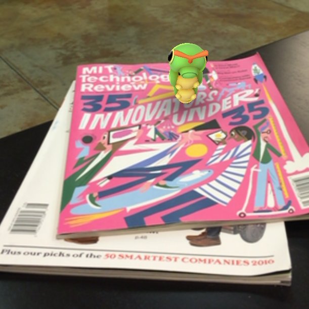 techreview's tweet photo. Look where senior editor of mobile @rachelmetz caught a Caterpie while doing research for an article. Stay tuned! https://t.co/Ro3oiOKLSf