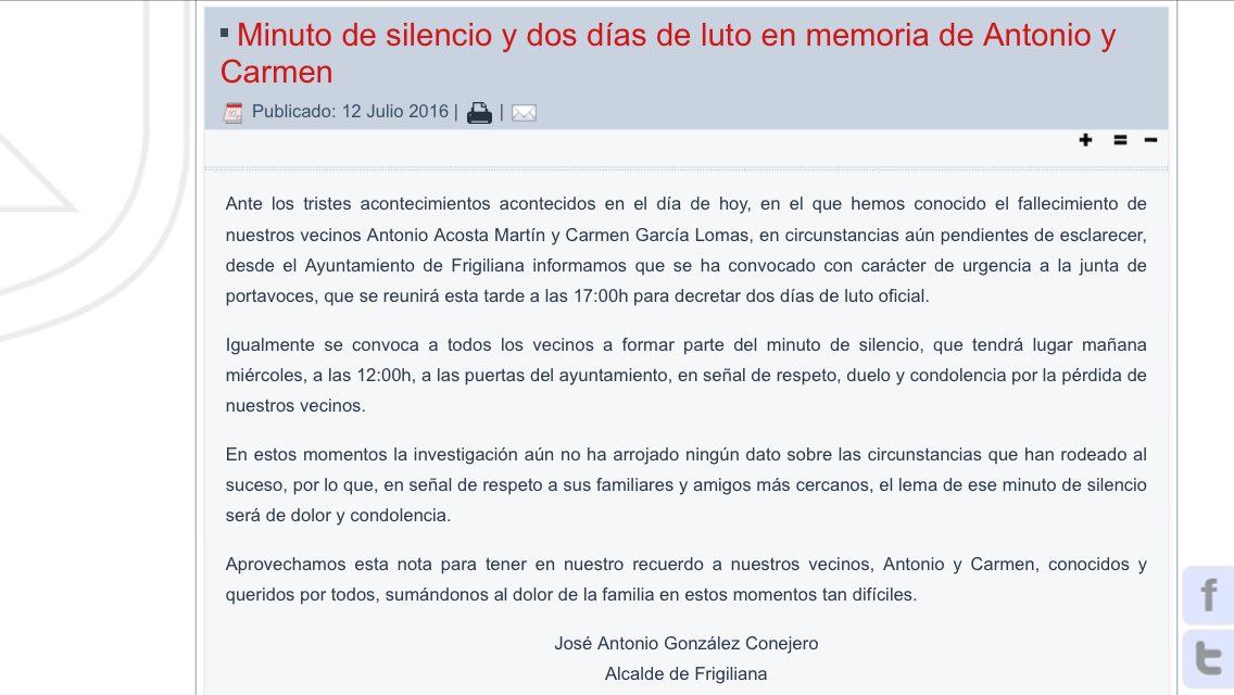 Infame. Se suicida tras asesinar a su mujer y Frigiliana (coalición PP-PSOE) convoca luto en memoria de... los dos.
