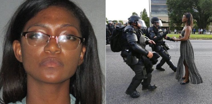 oakroyd's tweet photo. Mugshot of #Ieshia Evans whose Baton Rouge #BlackLivesMatter protest went viral. https://t.co/D7ycN1A5lY