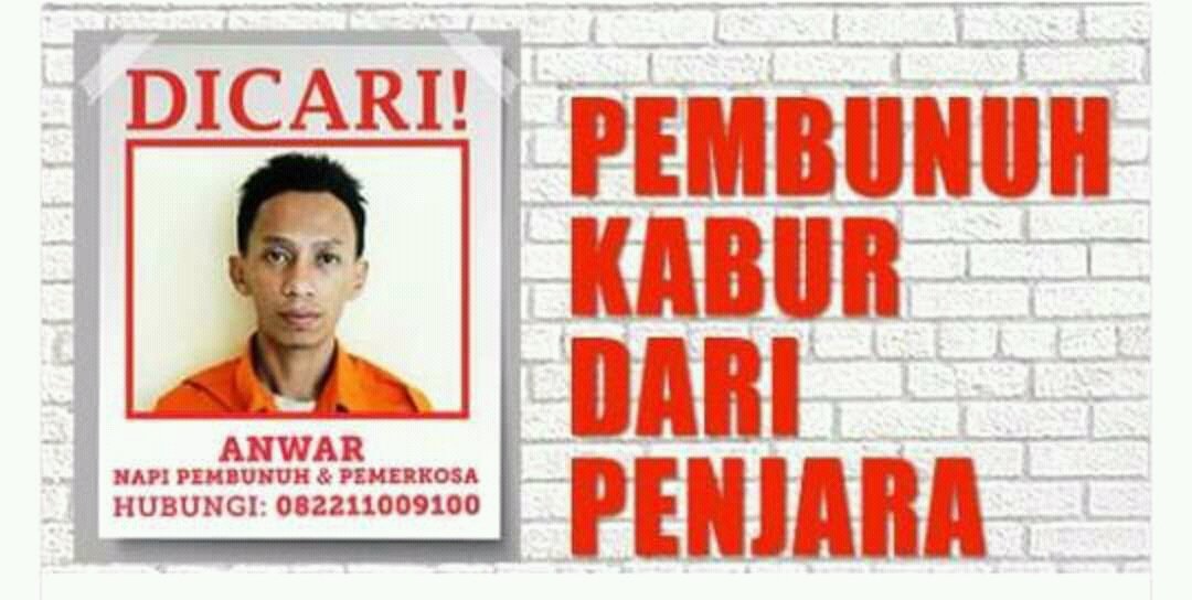 InfoHumasPolri's tweet photo. Dicari.. Anwar yg merupakan tahanan di Rutan Salemba..hari ini kabur dgn modus menyamar mjd perempuan.. https://t.co/DMnrSsWI83
