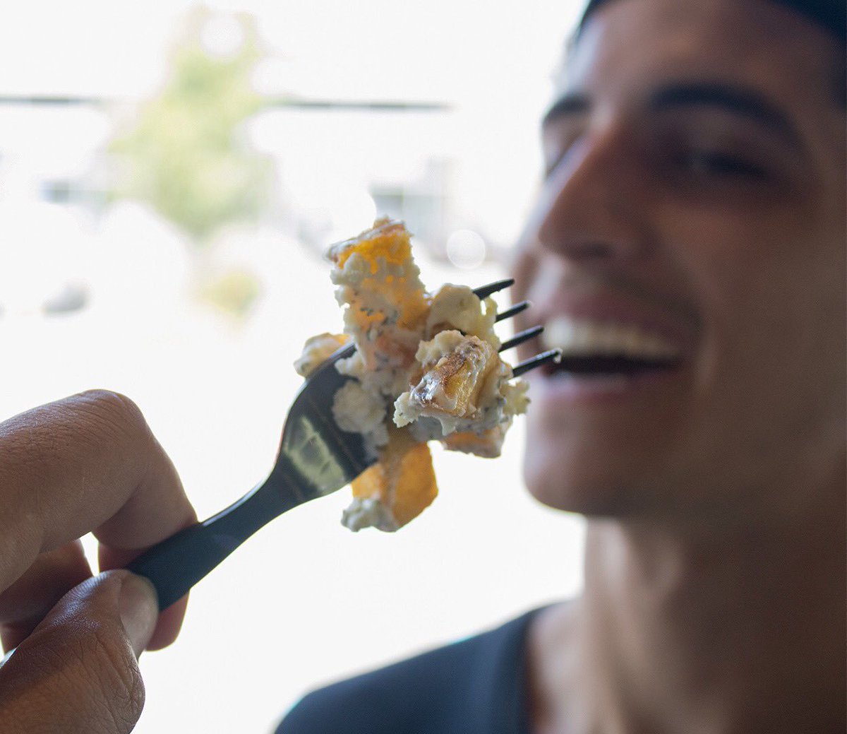 RachelsGrill's tweet photo. When you feed your friend fries and he acts like a baby dinosaur. 😜 #GreekFries #EatRachels #FriendFries https://t.co/T65NzvelbU