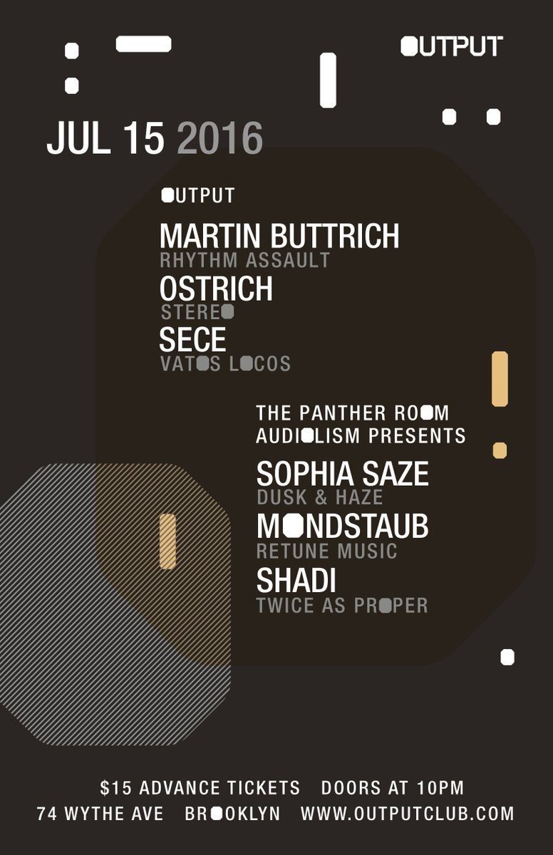 OutputClubBK's tweet photo. RT &amp; Follow to win 2 tix to Kate Simko on The Roof and Martin Buttrich at Output on Fri 7/15
https://t.co/CwoWmFWFFx https://t.co/lJxmgSmQuX