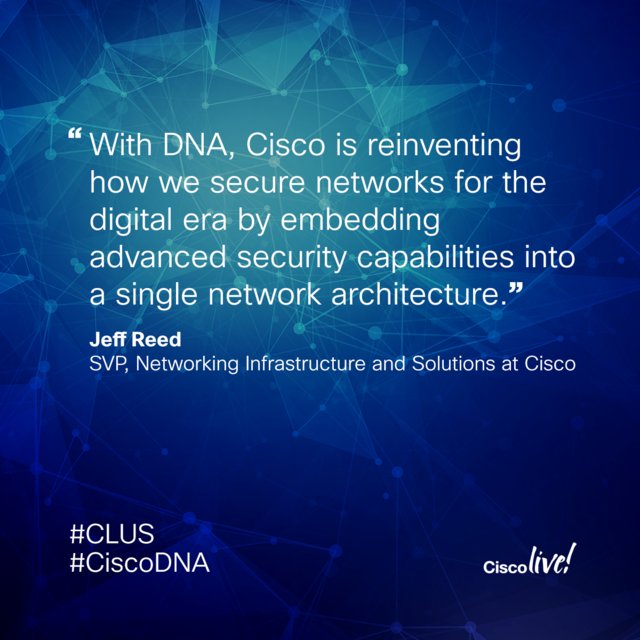 #CiscoDNA introduces new technologies that embed security into the network #CLUS... bit.ly/29Gs3B4