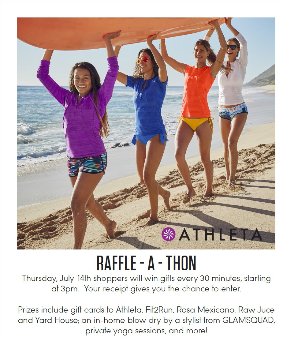 Fit2Run_SoBe's tweet photo. Very excited to be a part of @athleta_miami raffle-a-ton. Stop by this Thursday! You might get lucky &amp; win a prize! https://t.co/4oEOalpasu