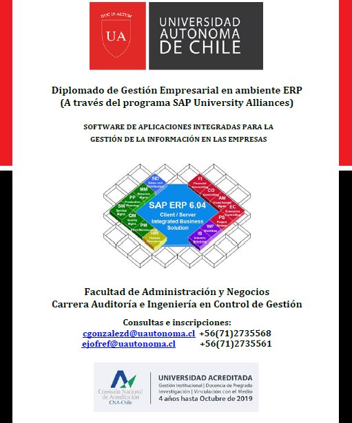 TituladosUA's tweet photo. #Diplomado de Gestión Empresarial en ambiente ERP (A través del programa SAP University Alliances) #SedeTalca https://t.co/hBY9yw17OW