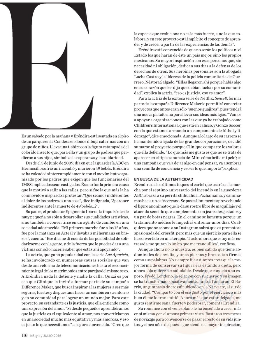 Erendirita_Star's tweet photo. [SCAN 5-6] Eréndira Ibarra en @InStyleMexico #InstyleJulio este mes en portada #MarcandolaDiferencia https://t.co/UDnD8hJLg8