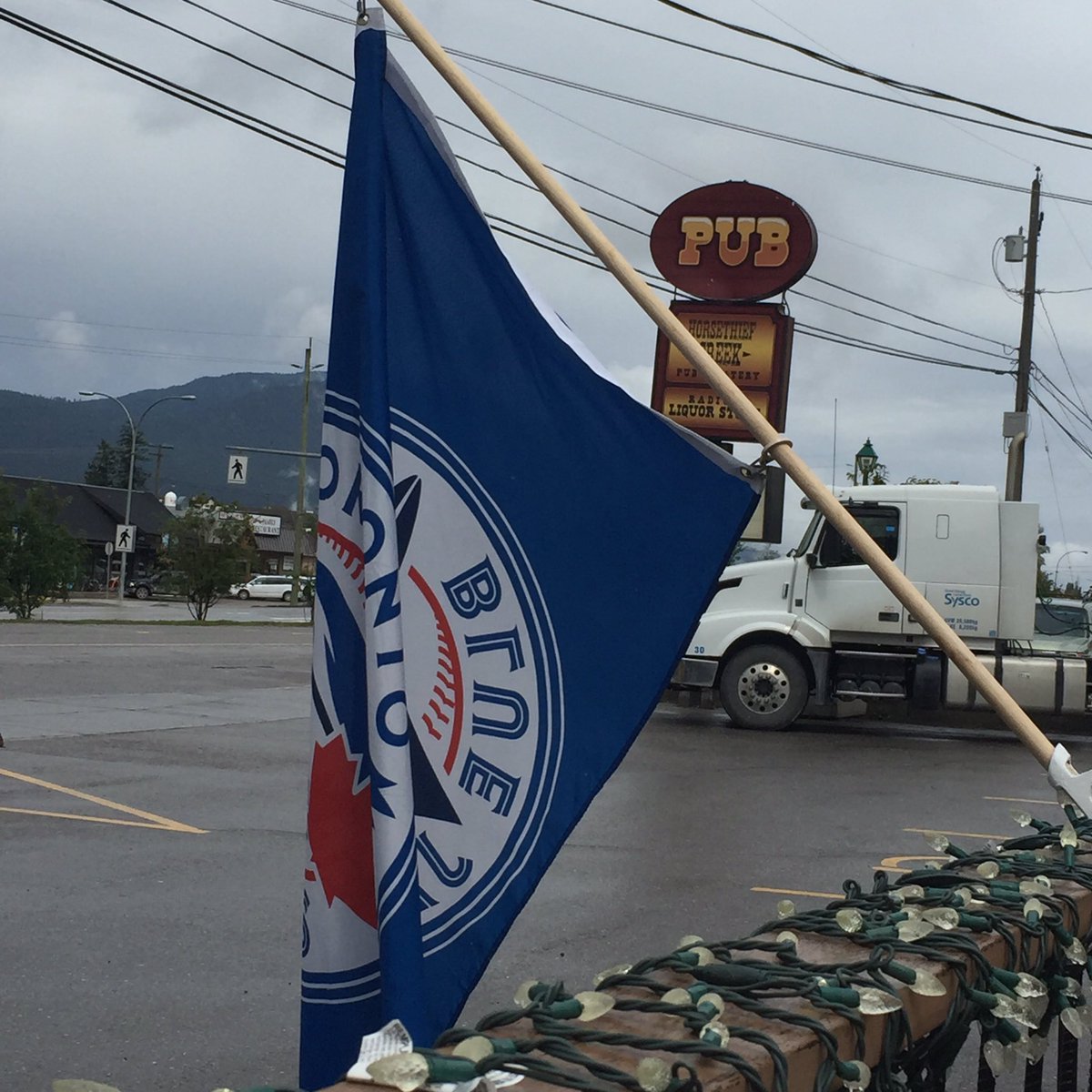 Rain or shine we're always showing our <a href="/BlueJays/">Toronto Blue Jays</a> pride in Radium Hot Springs, BC <a href="/tdtuesdays/">Brian Brewer</a>