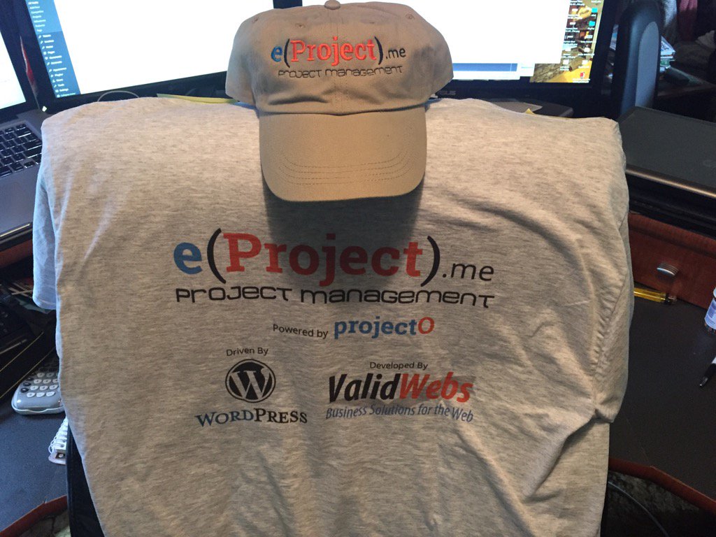 validwebs's tweet photo. First run on @eprojectme swag, shirt back side #WordPress #SaaS #ProjectManagement https://t.co/826Hq18GA9