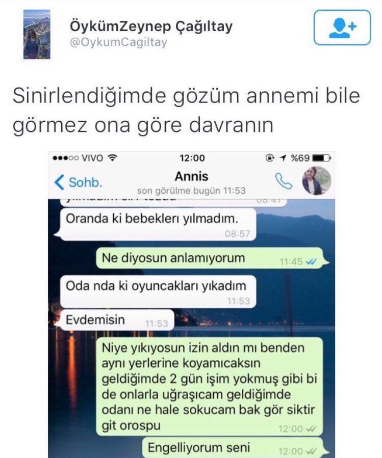 Kullandırmayn kardeşm şu çoluk çocuğa internet.Yediren büyüten 9ay karnında taşıdığı annesine hava için küfretmek ne