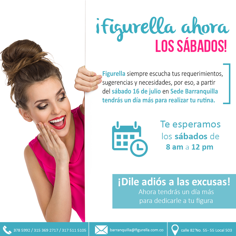 FigurellaCO's tweet photo. ¡Ahora en sede Barranquilla abrimos los sábados! https://t.co/0MQSH7Gx3r