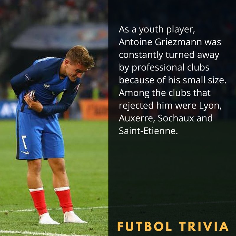 futtrivia's tweet photo. Bet those clubs regret not giving Griezmann a chance now! #Griezmann #France https://t.co/Mk9eo49Xee
