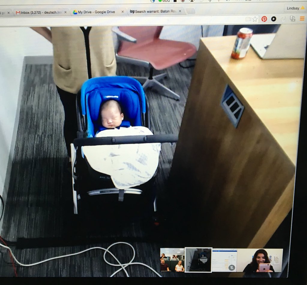 lindsdee's tweet photo. Aaaaah meeting baby Quincy #remotework #remotebaby #cheeeeeks https://t.co/EPu2ewrNho