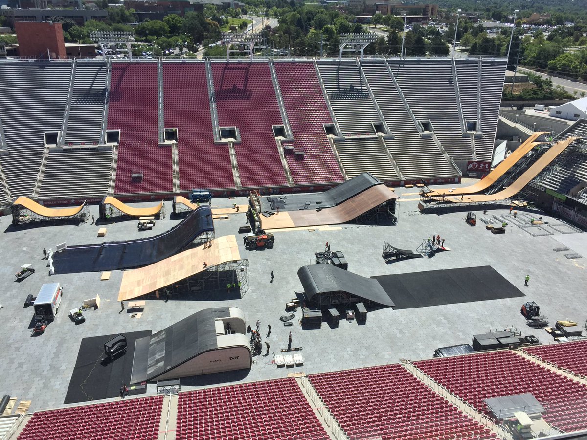 davidpaull's tweet photo. Olympic stadium office view for the week as our @ISXscoring team works on #NitroWorldGames @NitroCircus in #SLC https://t.co/ilxwLUiyNi