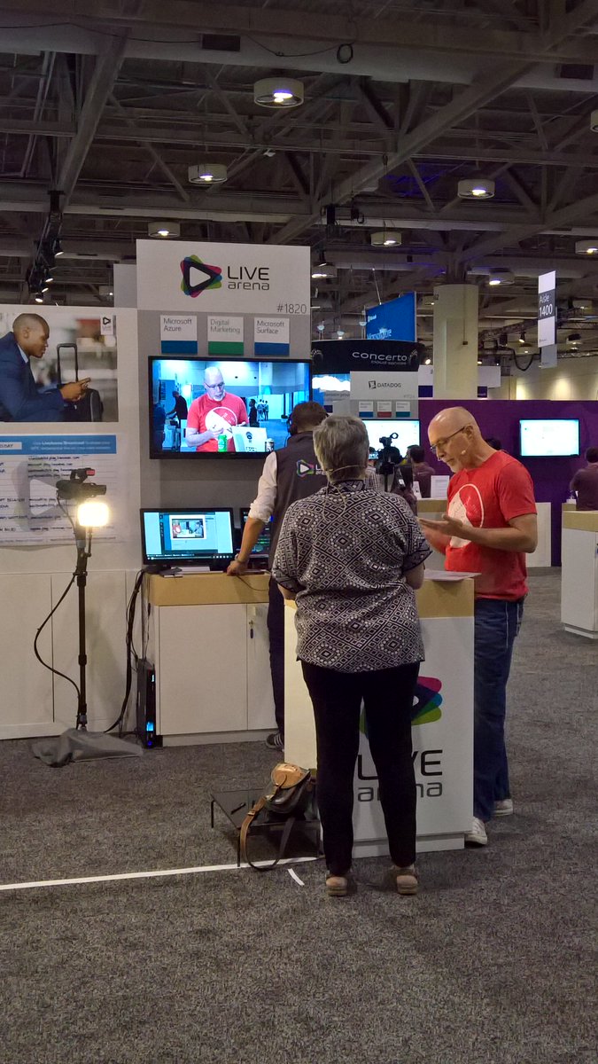 Live now from <a href="/livearenacom/">LiveArena</a> booth 1820 @WPC2016 <a href="/maryjofoley/">Mary Jo Foley</a> and <a href="/docjamesw/">James Whittaker</a> 
Try it you too! Welcome! #microsoftse