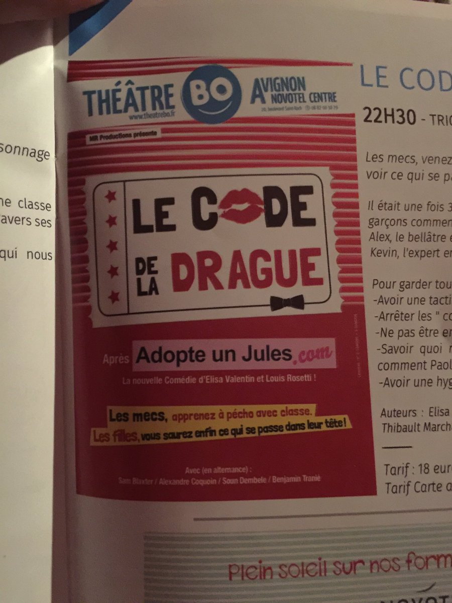 Mikofficiel's tweet photo. Ce soir c'est "le code de la drague" je vais apprendre des trucs avec @benjetalex et @samblaxter 😜 #Avignon2016 https://t.co/Eo7igBe6xC