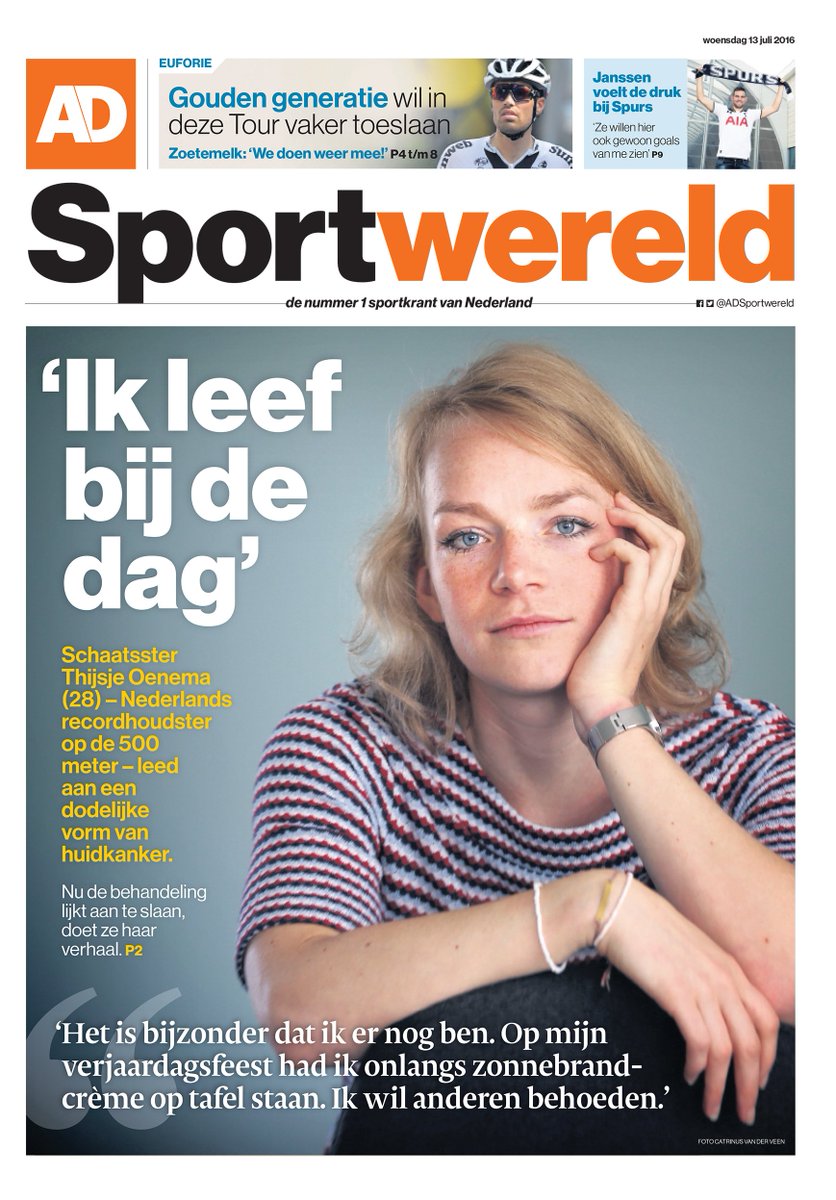 AD Sportwereld: Interview met schaatsster Thijsje Oenema die aan huidkanker leed en uitgebreid haar verhaal doet