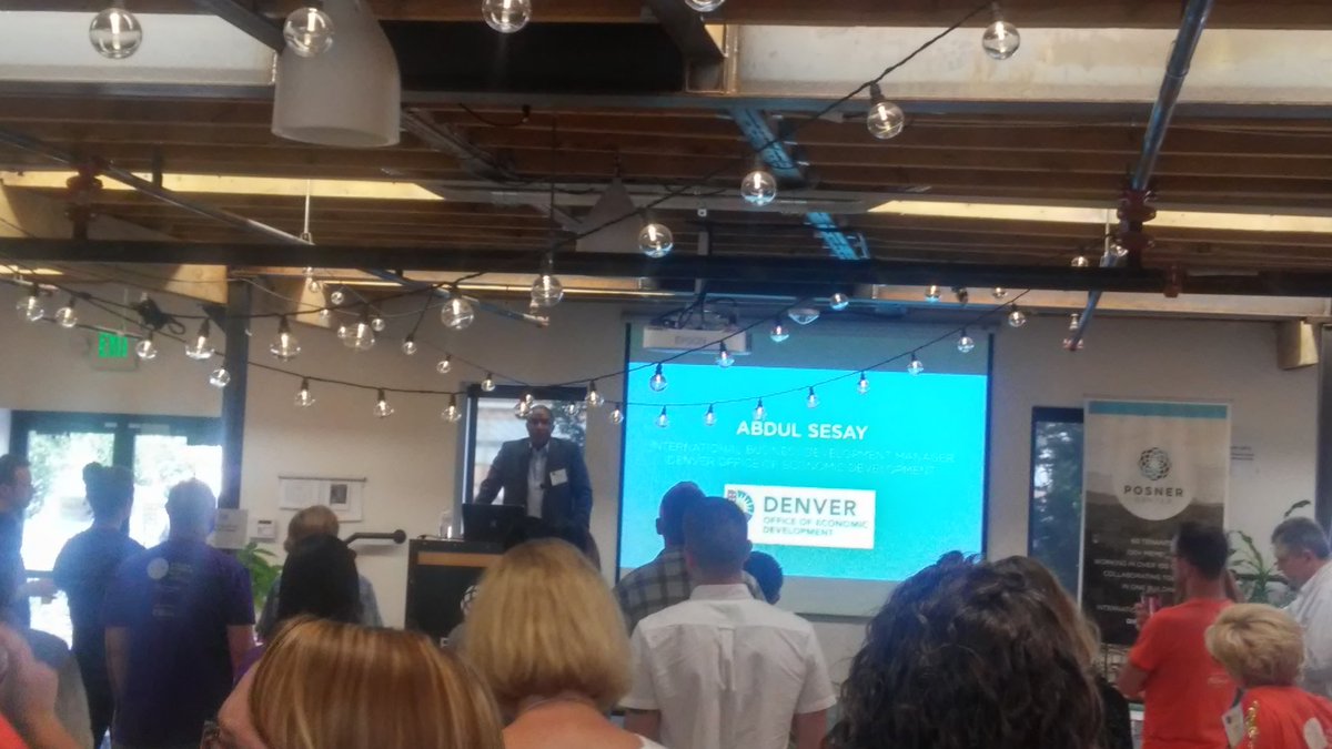 PT4Breakfast's tweet photo. Thanks for putting #internationaldevelopment at forefront of # Denver - Abdul Sesay at #PosnerCenter #PovertyHack https://t.co/e9tKNORjKX