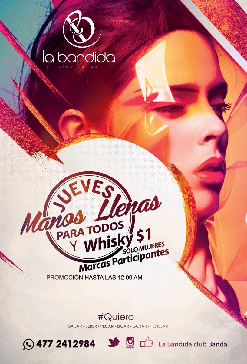 la_bandida's tweet photo. ¡¡JUEVES A MANOS LLENAS!!

Reserva vía whatssap 477 241 29 84 https://t.co/KyIfAtx0Sg