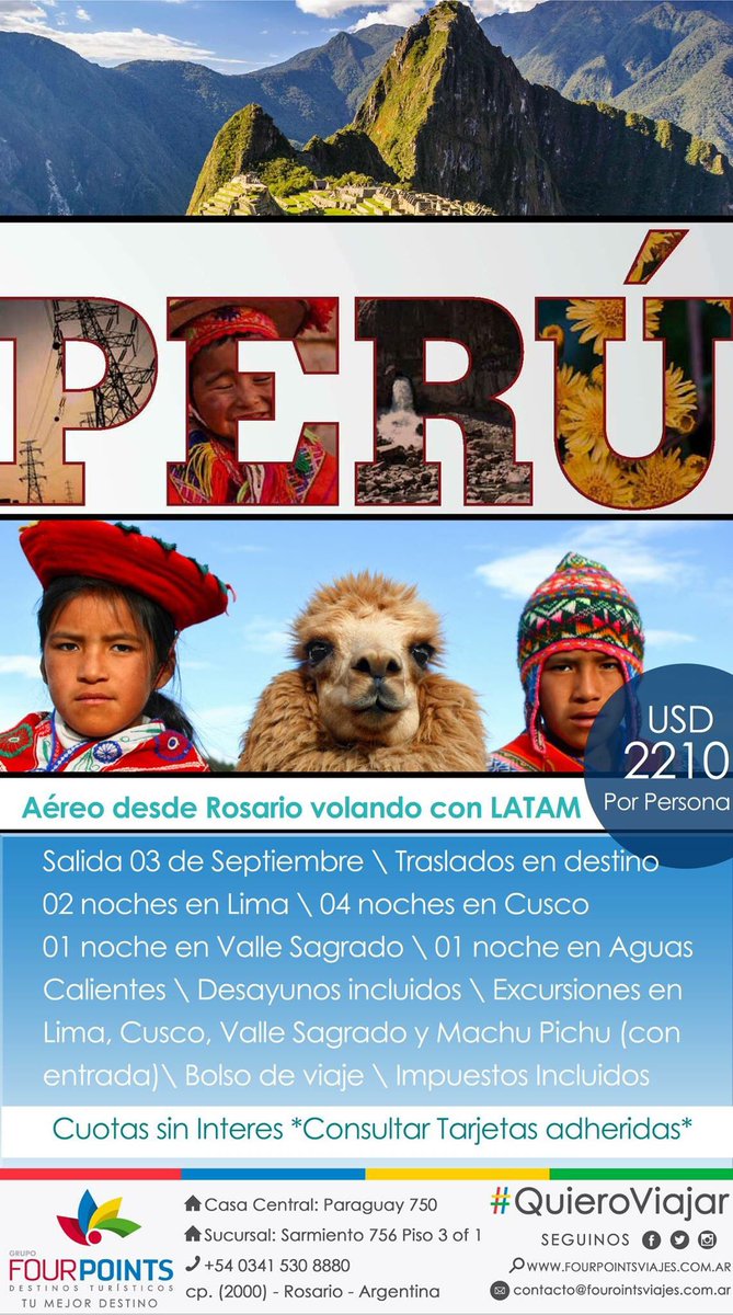 G_FourPoints's tweet photo. #QuieroViajar #SalidaGrupal 
Más detalles → https://t.co/S5VUI8ZVGa
Consultas a: contacto@fourpointsviajes.com.ar https://t.co/0sQTJQDAkL